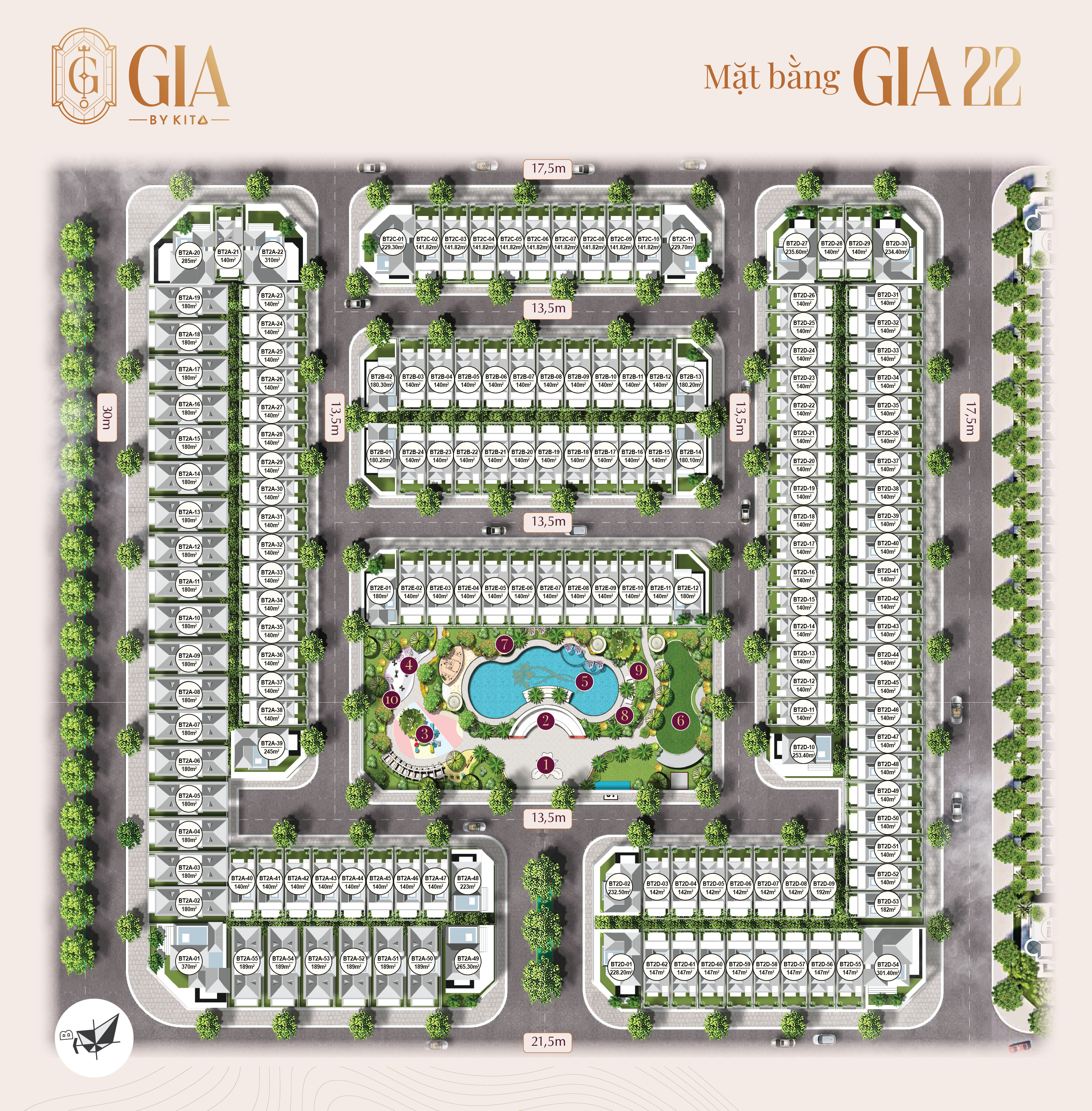 Mặt bằng GIA by KITA phân khu BT2